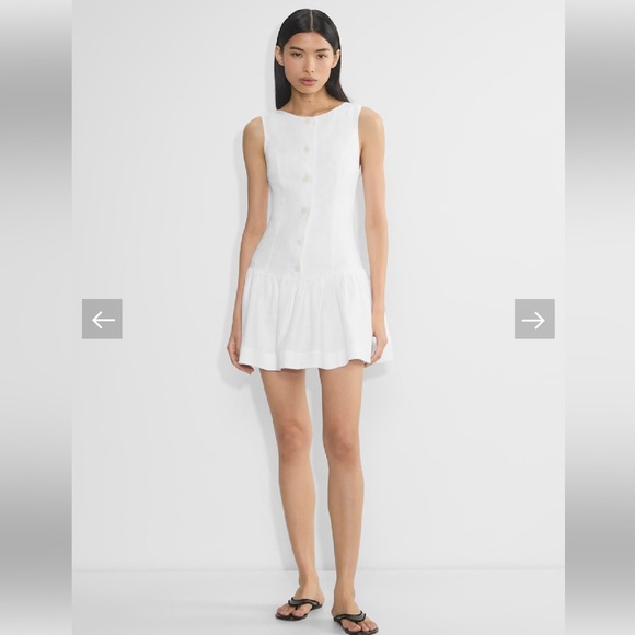 Aritzia Wilfred SNAPDRAGON LINEN DRESS white- 10 - Picture 1 of 11